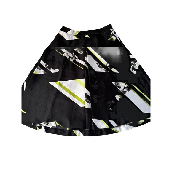 Lane Bryant Women's Full Circle Skirt Black White Lime Block Knee Size 14 - Picture 1 of 11